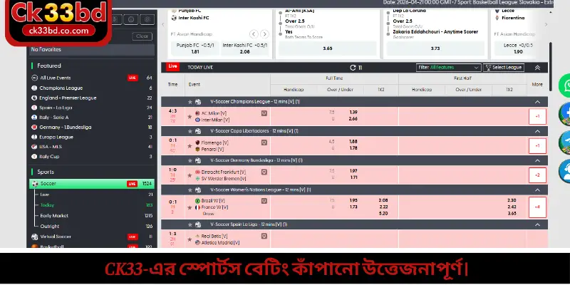 CK33-এর স্পোর্টস বেটিং কাঁপানো উত্তেজনাপূর্ণ।